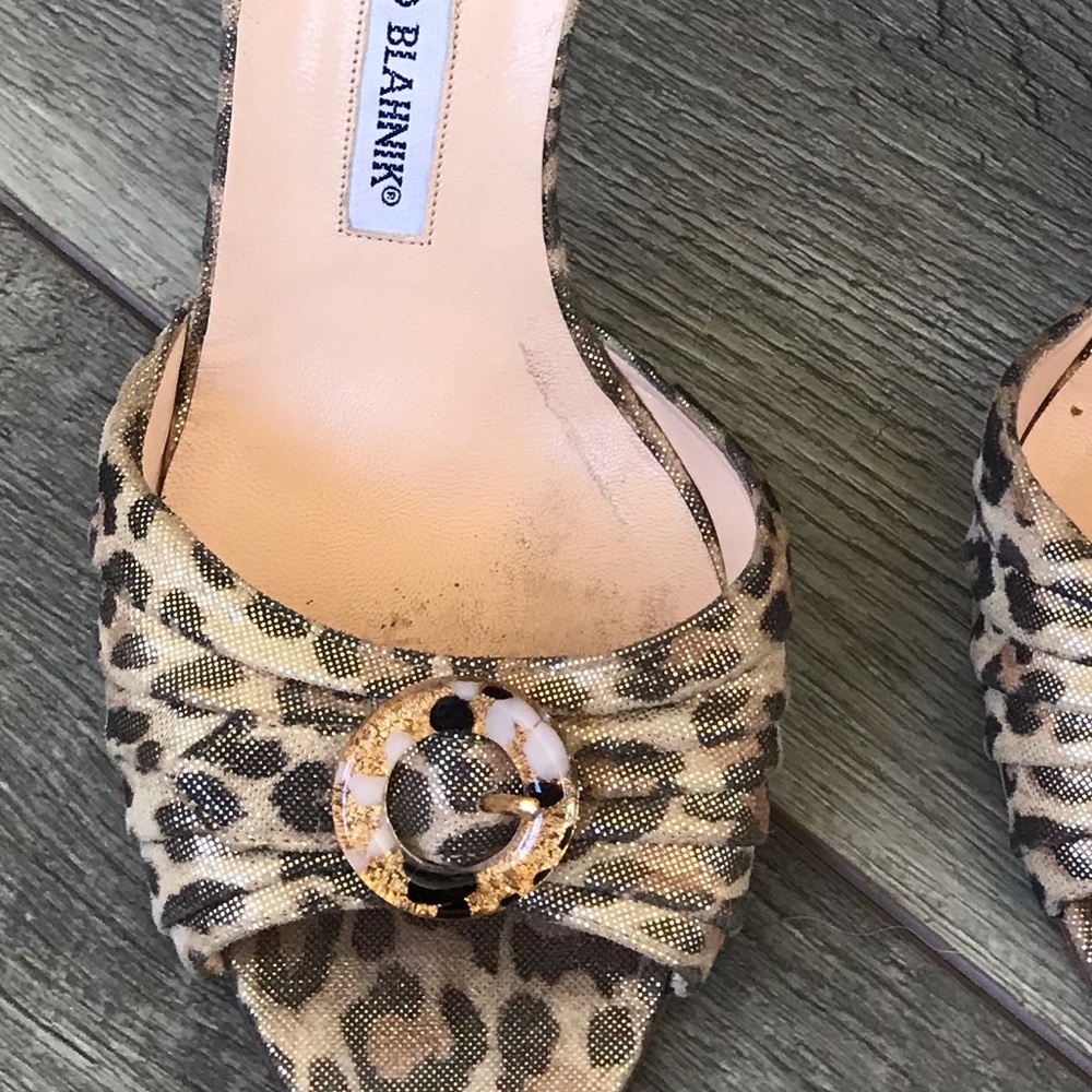 MANOLO BLAHNIK Leopard Peep-Toe D'Orsay - Picture 2 of 8